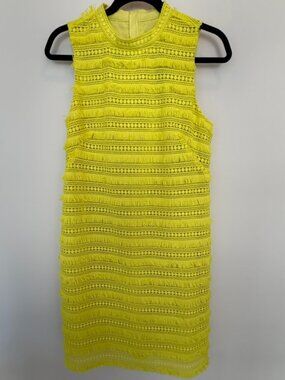 NWT J Crew bright yellow lace fringe dress size 6
